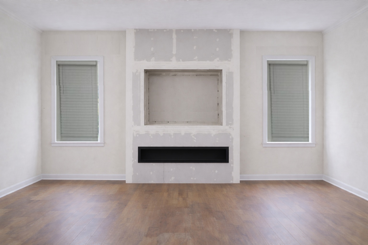 Concept rendering for fireplace bump-out focal wall