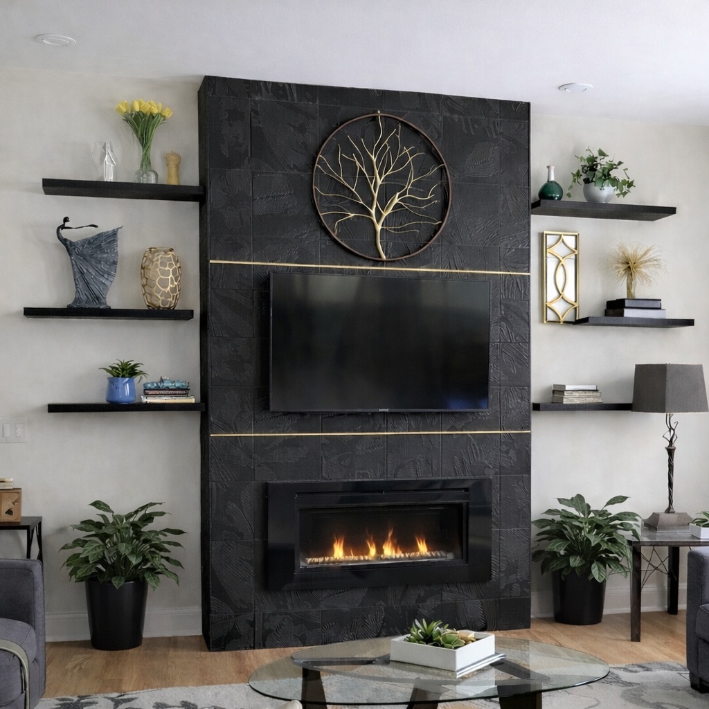 Living room after fireplace transformation